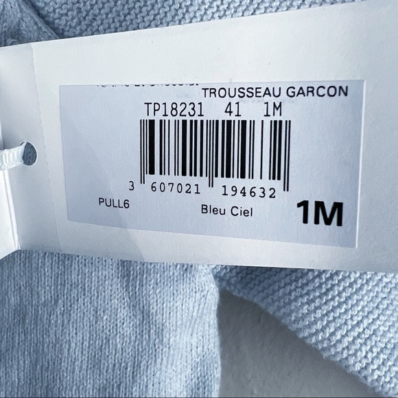 Tartine et Chocolat Baby Sweater 1 Month Newborn Cat Cotton Cashmere Blue NWT - Picture 4 of 8
